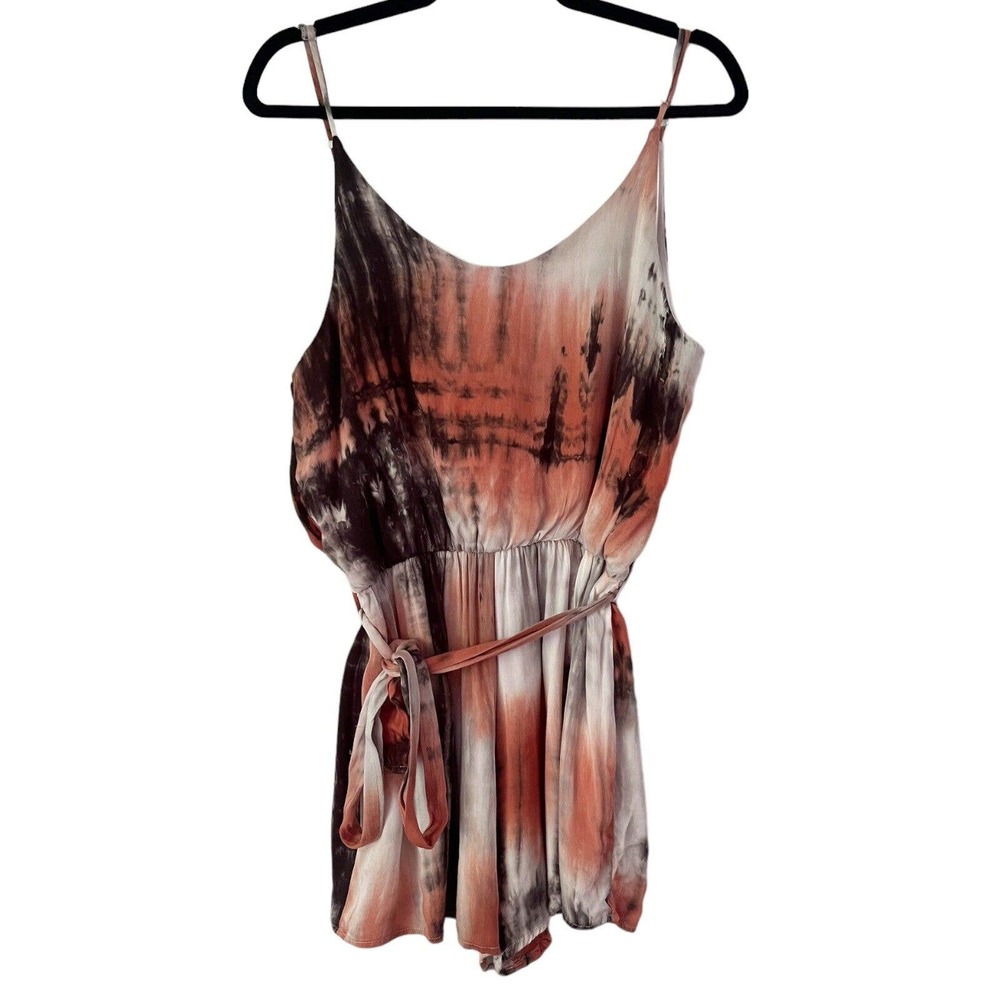 Fantastic Fawn Tie Dye Belted Boho Romper USA Made Size Large